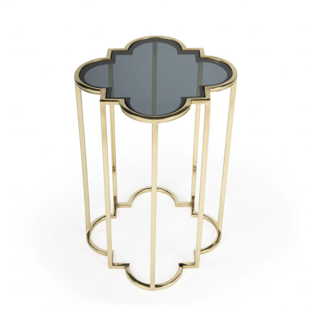 24" Gold And Black Glass Free Form End Table By Homeroots - Image 3