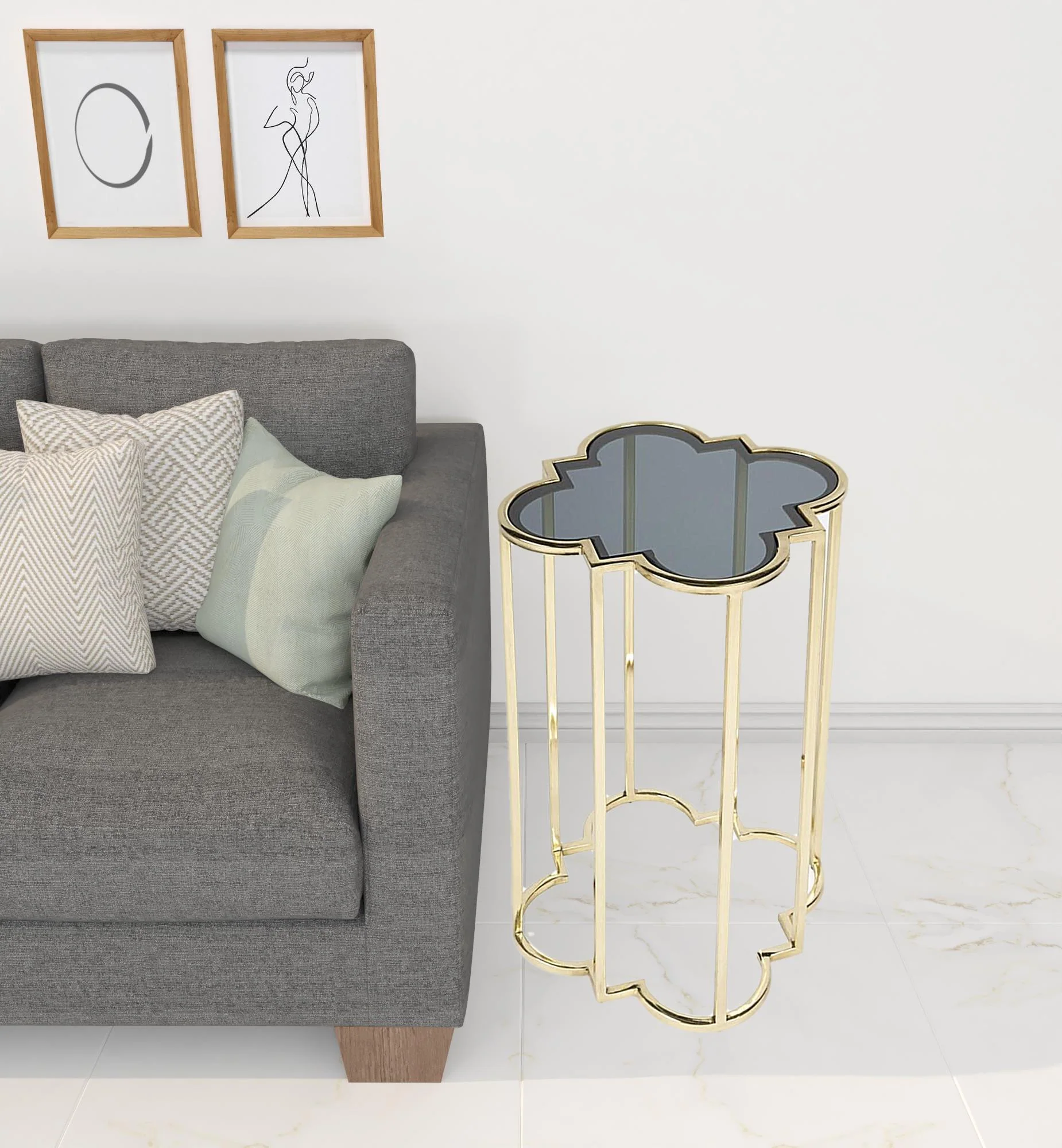24" Gold And Black Glass Free Form End Table By Homeroots - Image 7