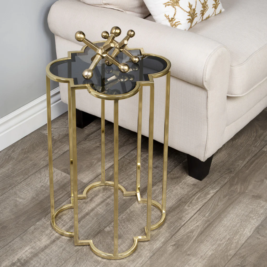 24" Gold And Black Glass Free Form End Table By Homeroots - Image 8