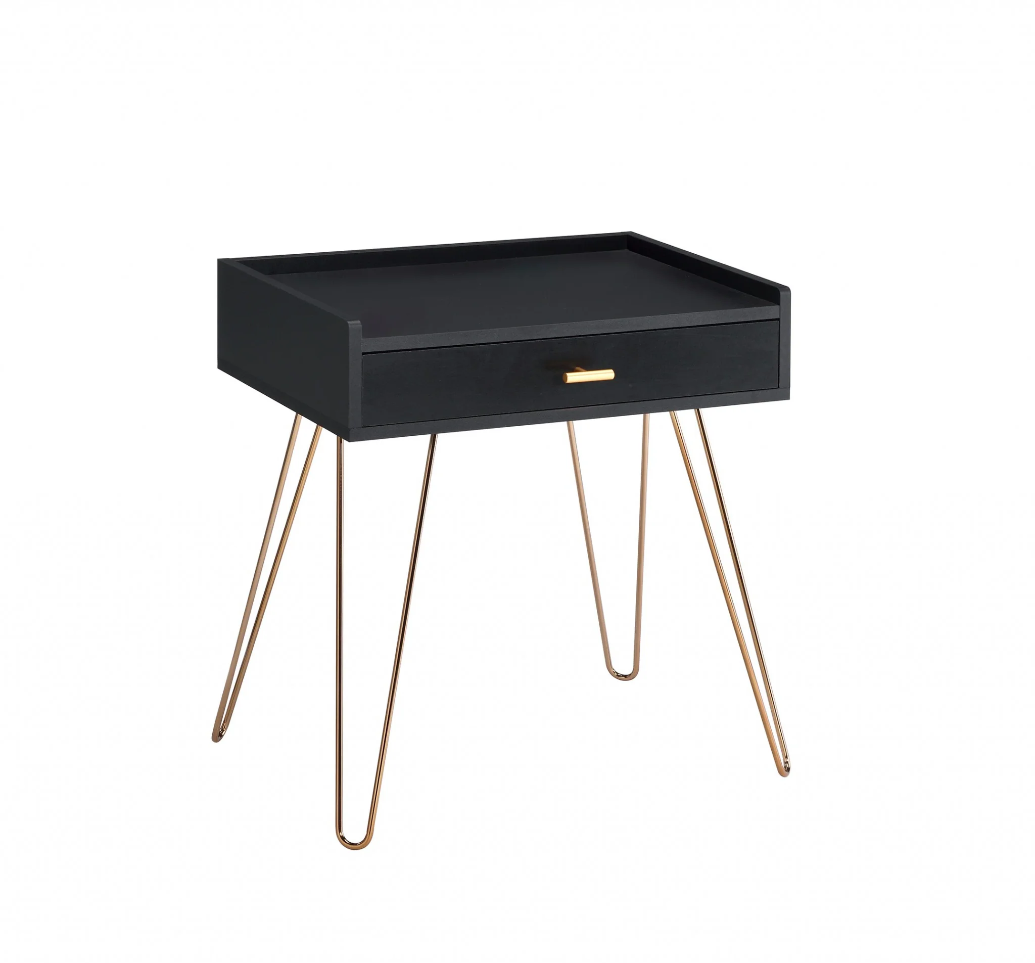24" Gold And Black Modern Rectangular End Table With Drawer By Homeroots - Image 2