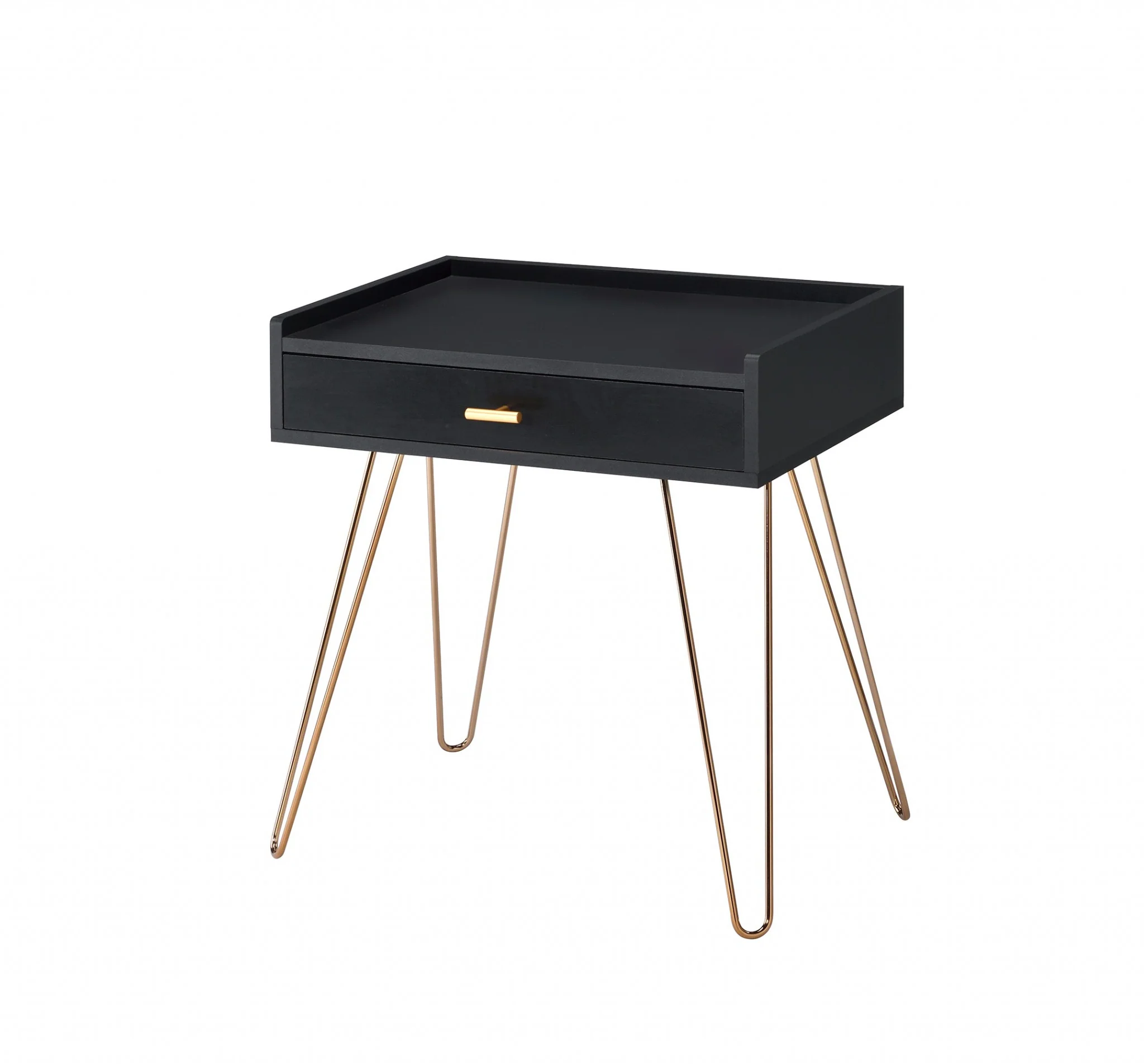 24" Gold And Black Modern Rectangular End Table With Drawer By Homeroots - Image 3