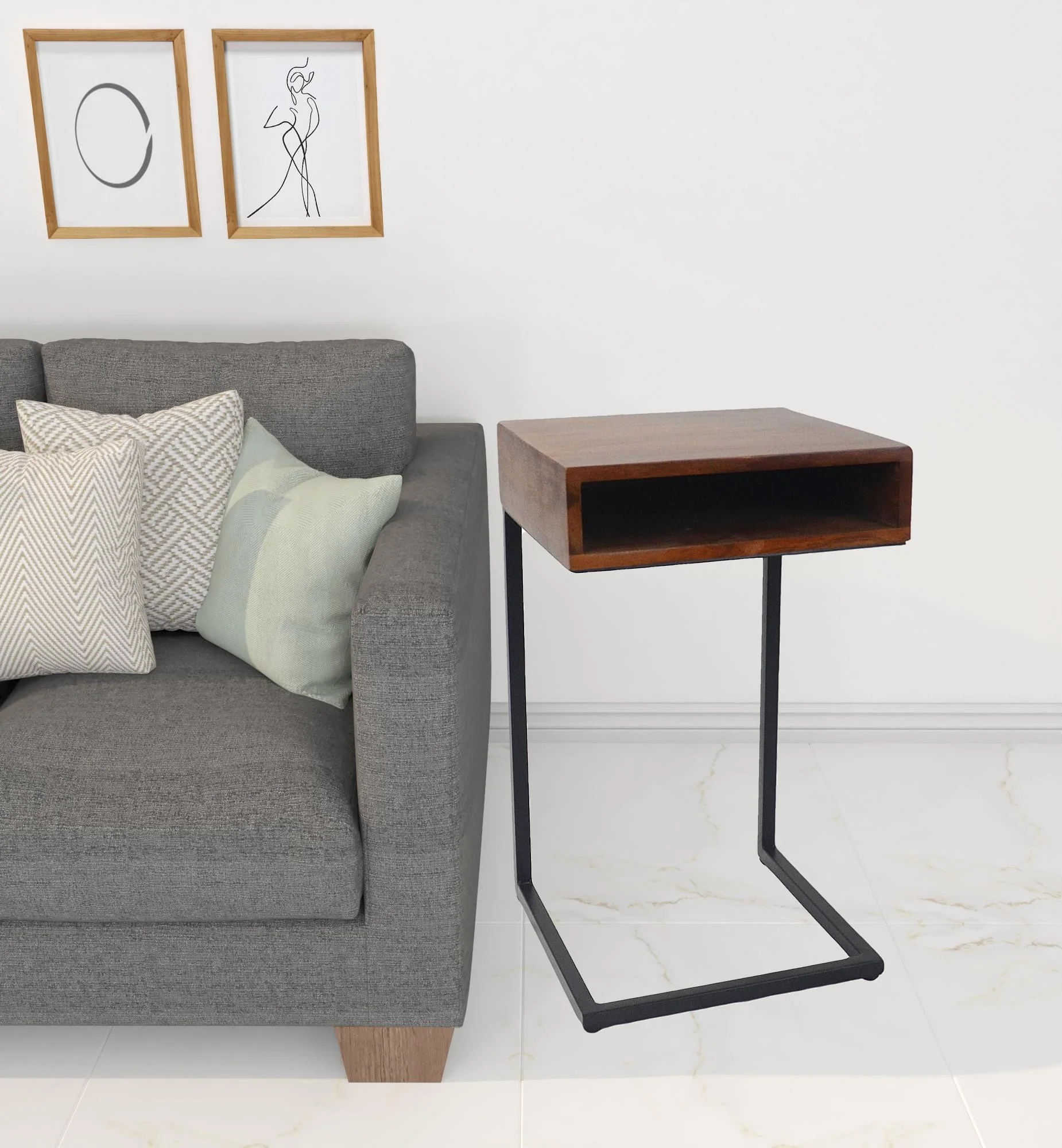 24" Gold And Natural Solid Wood Square End Table By Homeroots - Image 2