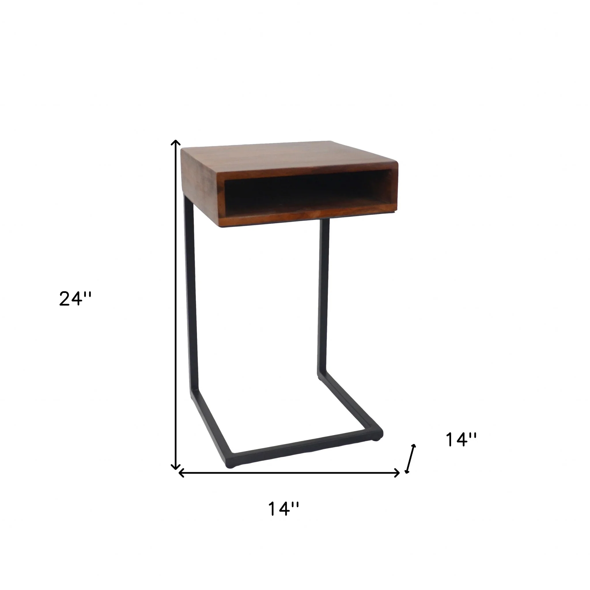 24" Gold And Natural Solid Wood Square End Table By Homeroots - Image 5