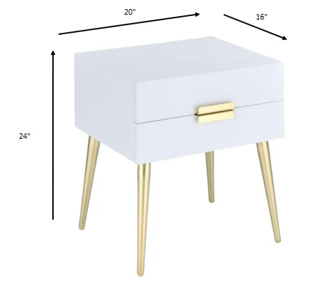 24" Gold And White End Table With Two Drawers By Homeroots - Image 3