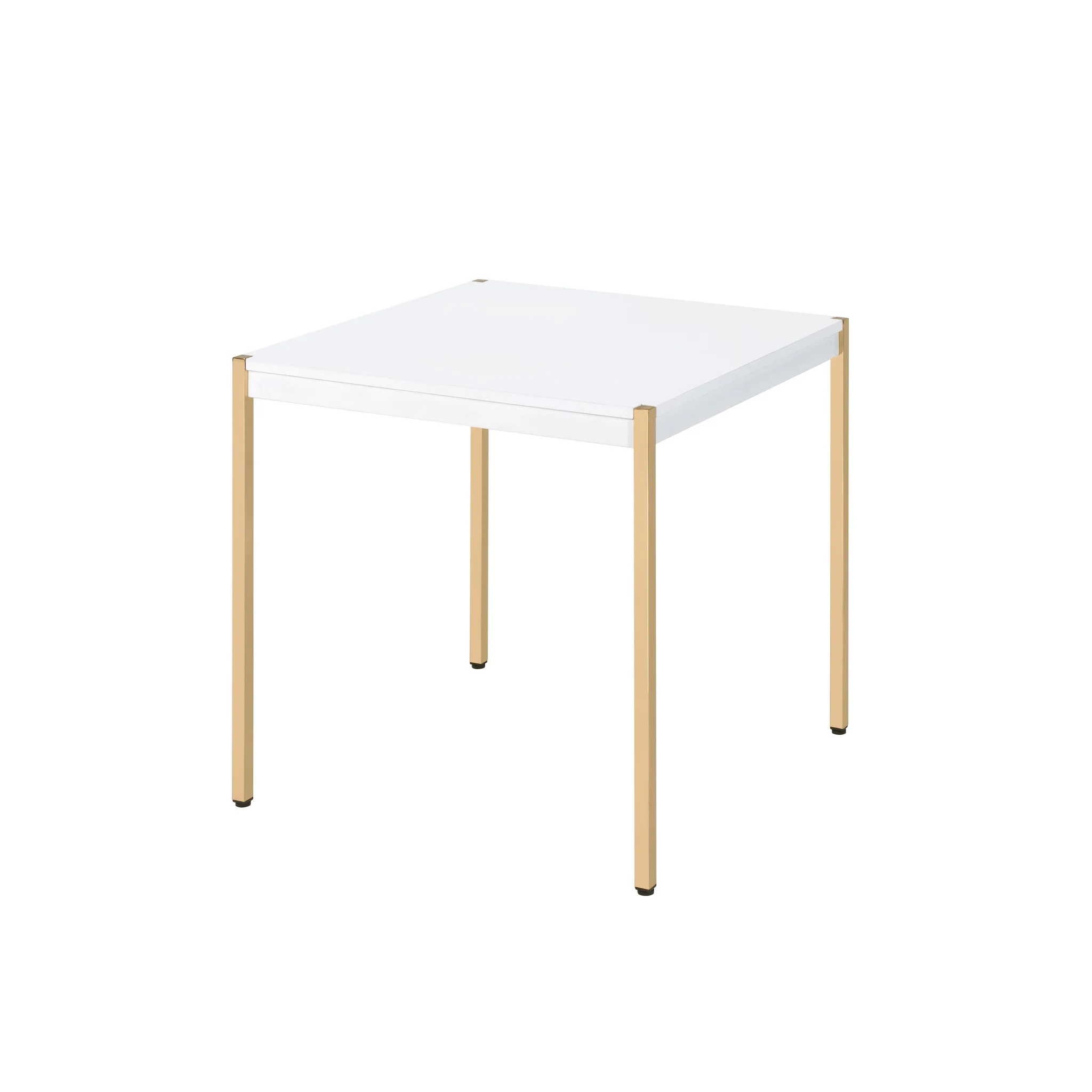 24" Gold And White Manufactured Wood Square End Table By Homeroots - Image 3