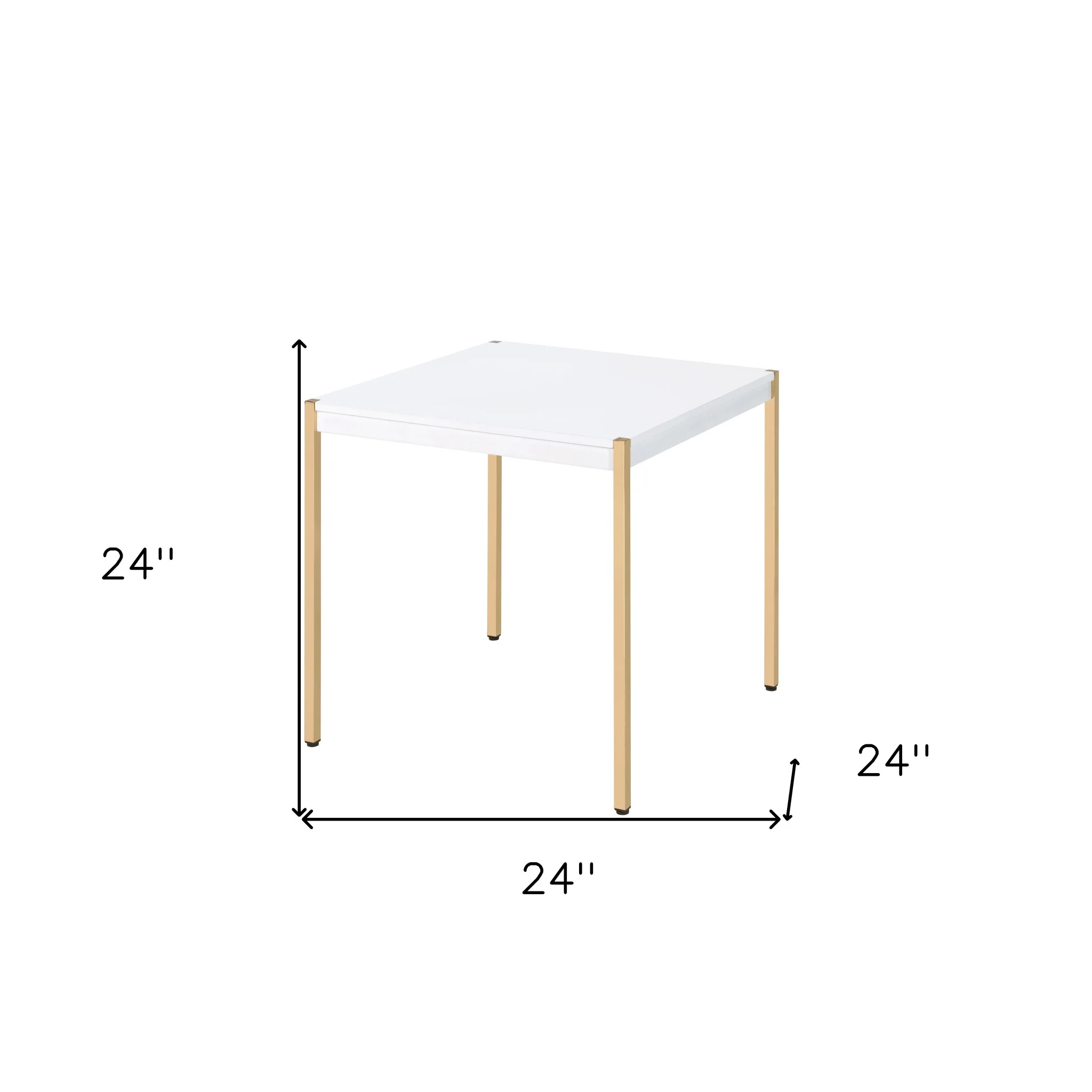 24" Gold And White Manufactured Wood Square End Table By Homeroots - Image 6