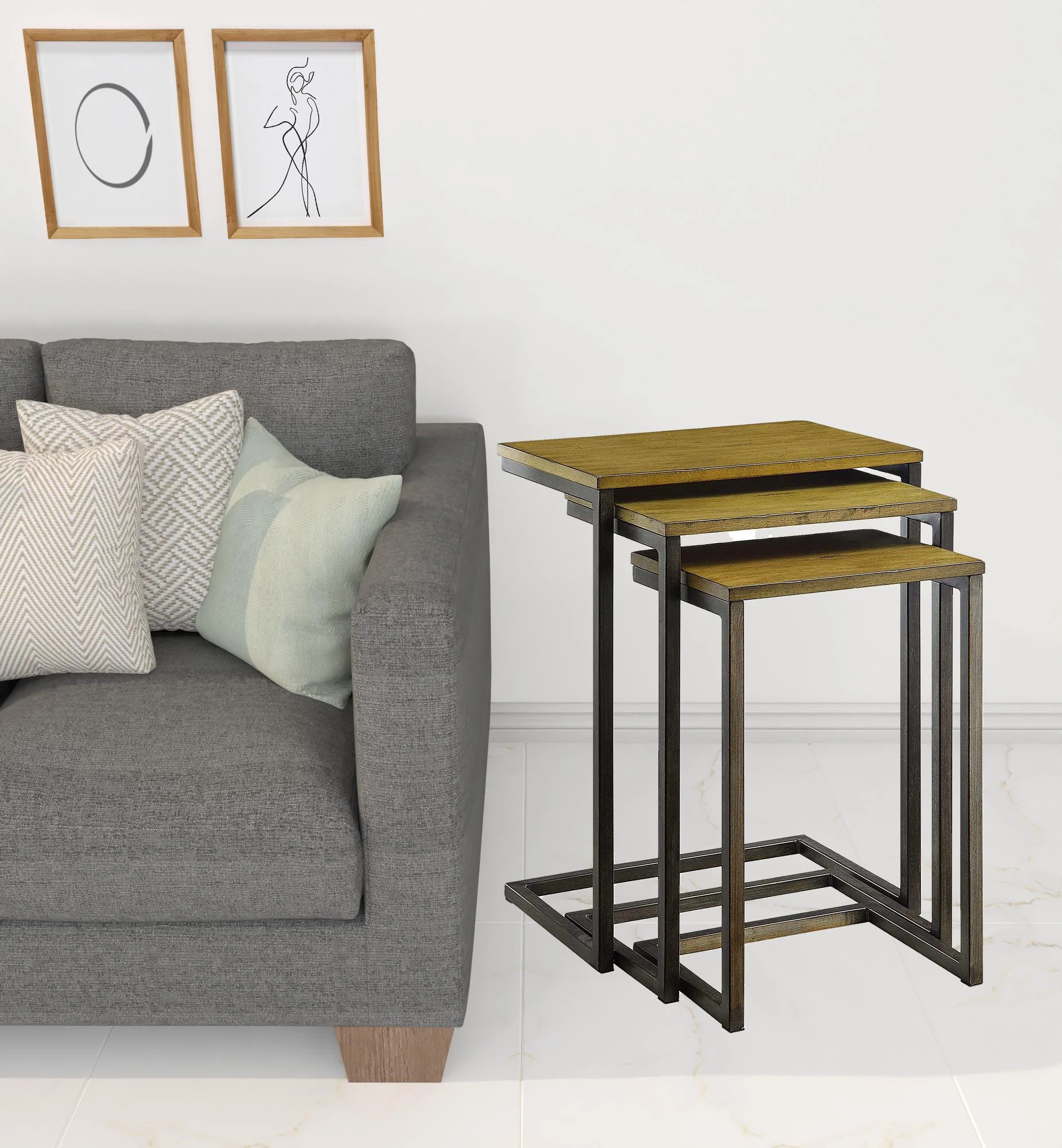 24" Gold Glass Rectangular End Table By Homeroots - Image 2