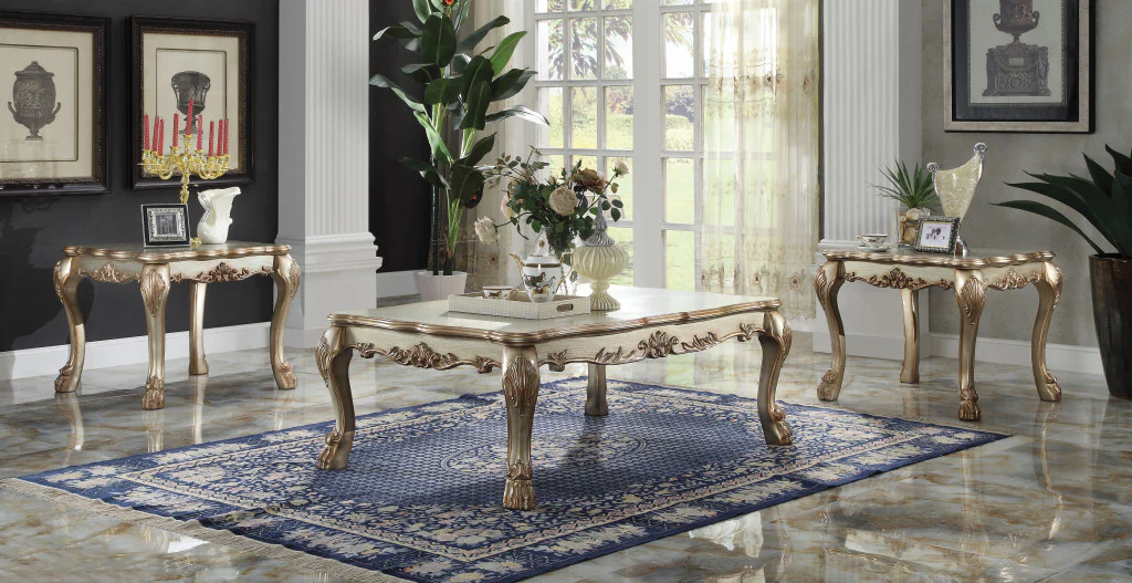 24" Gold Patina & Bone Manufactured Wood Square End Table By Homeroots - Image 3