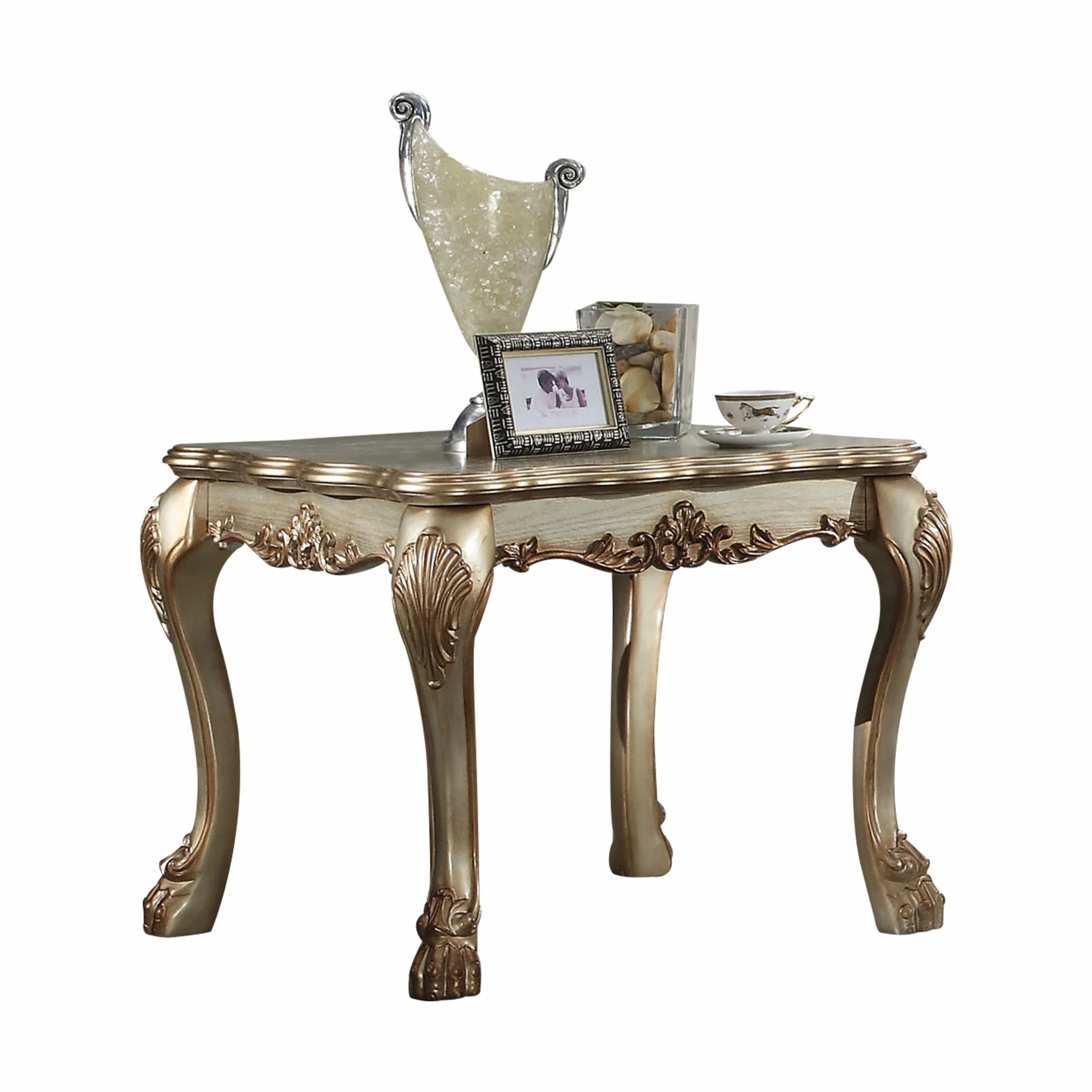 24" Gold Patina & Bone Manufactured Wood Square End Table By Homeroots - Image 5