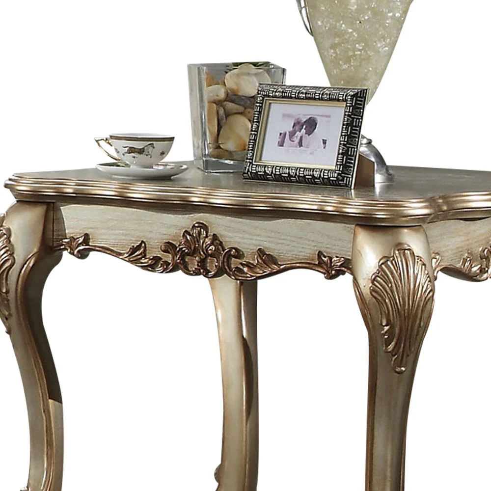 24" Gold Patina & Bone Manufactured Wood Square End Table By Homeroots - Image 7