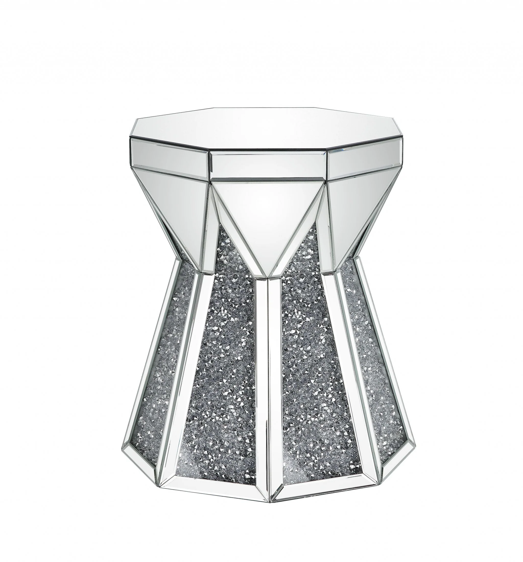 24" Gray And Silver Mirrored Octagon End Table By Homeroots - Image 2