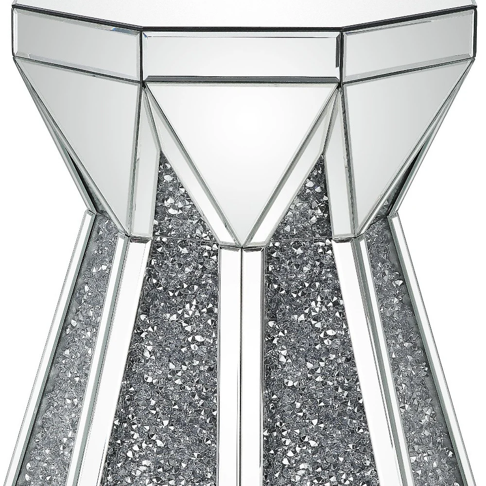 24" Gray And Silver Mirrored Octagon End Table By Homeroots - Image 4