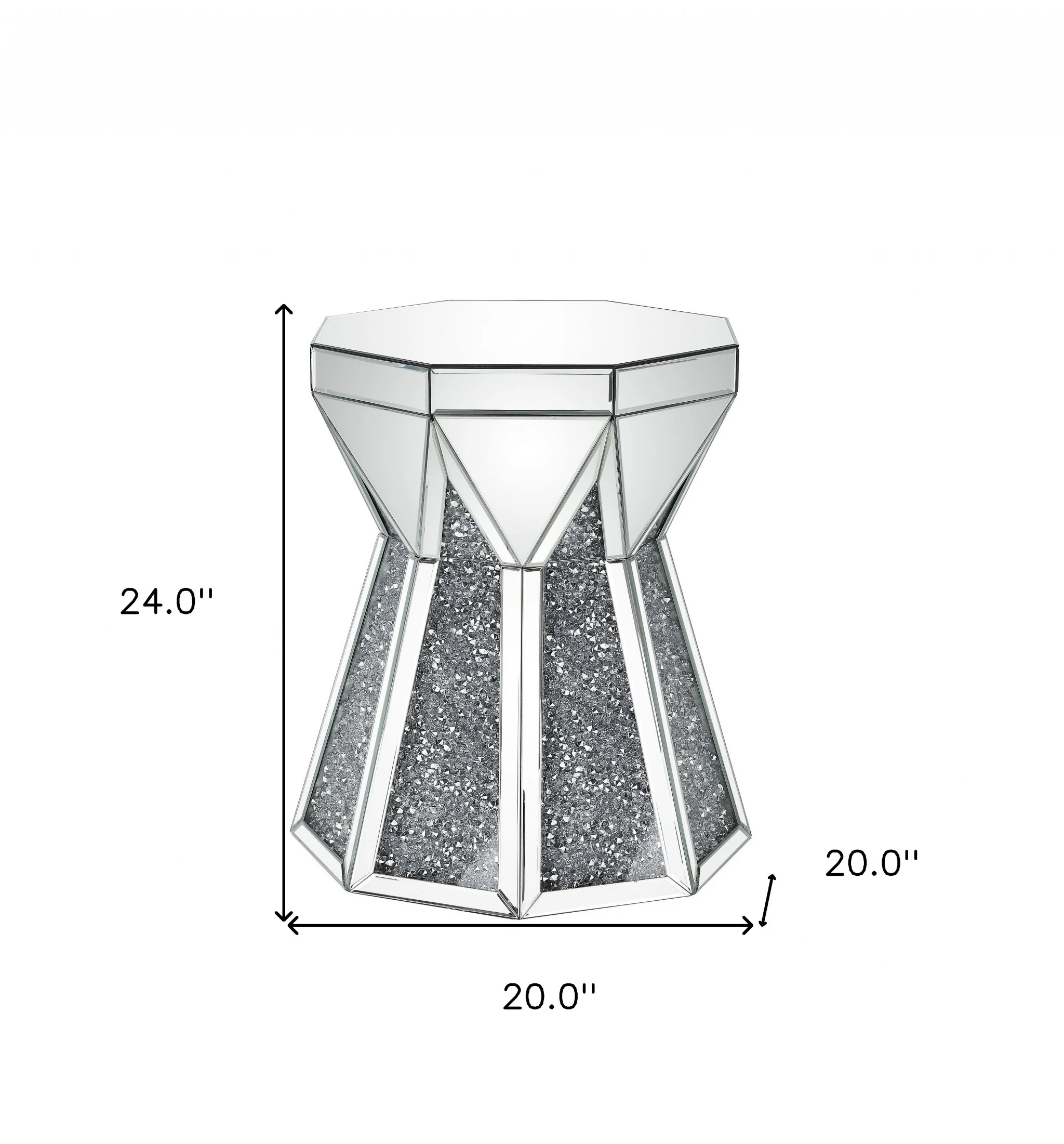 24" Gray And Silver Mirrored Octagon End Table By Homeroots - Image 7