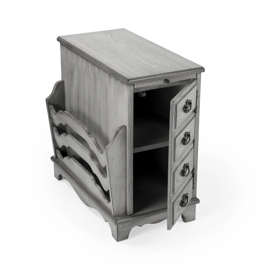 24" Gray Manufactured Wood Rectangular End Table With Four Drawers And Shelf By Homeroots - Image 2