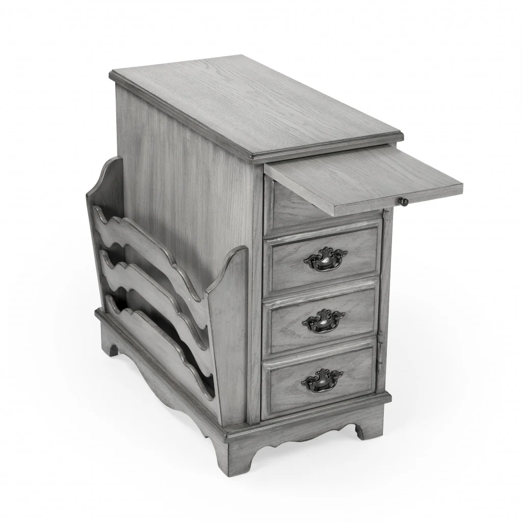 24" Gray Manufactured Wood Rectangular End Table With Four Drawers And Shelf By Homeroots - Image 3