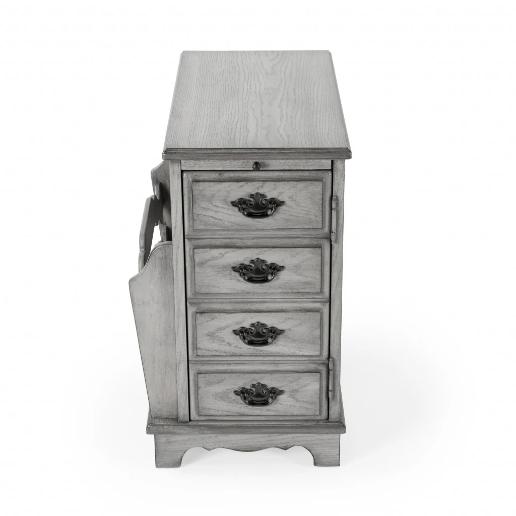 24" Gray Manufactured Wood Rectangular End Table With Four Drawers And Shelf By Homeroots - Image 5