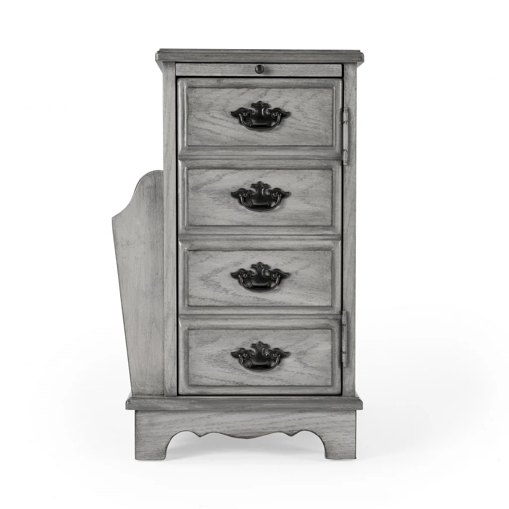24" Gray Manufactured Wood Rectangular End Table With Four Drawers And Shelf By Homeroots - Image 6