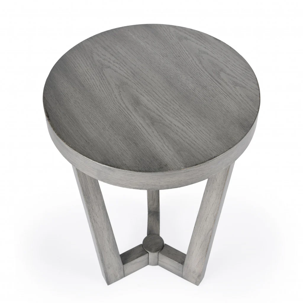24" Gray Manufactured Wood Round End Table By Homeroots - Image 3