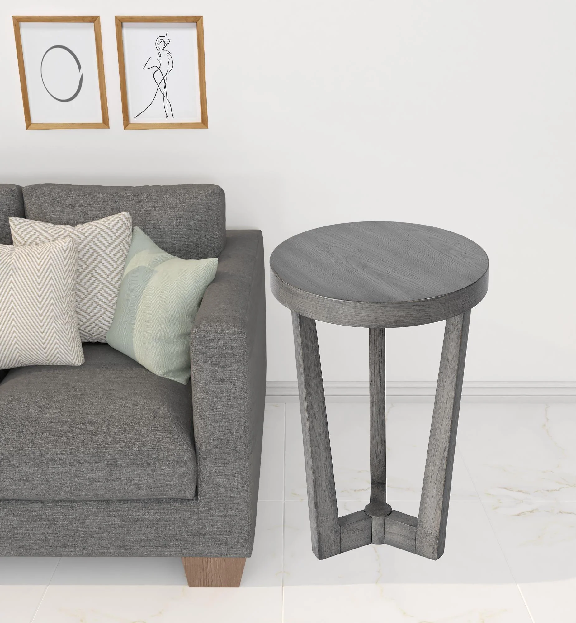24" Gray Manufactured Wood Round End Table By Homeroots - Image 5