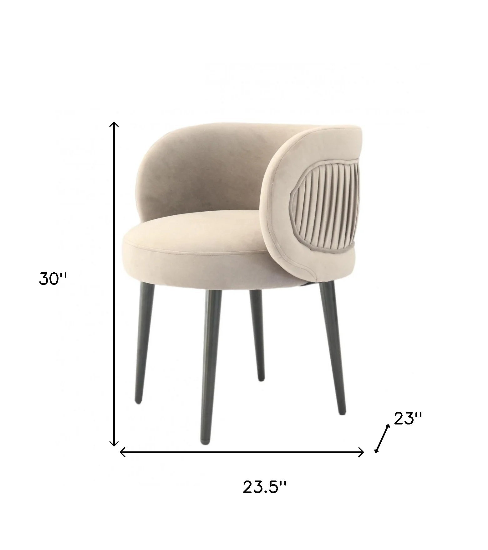 24" Grey Velvet And Black Solid Color Arm Chair By Homeroots - Image 6