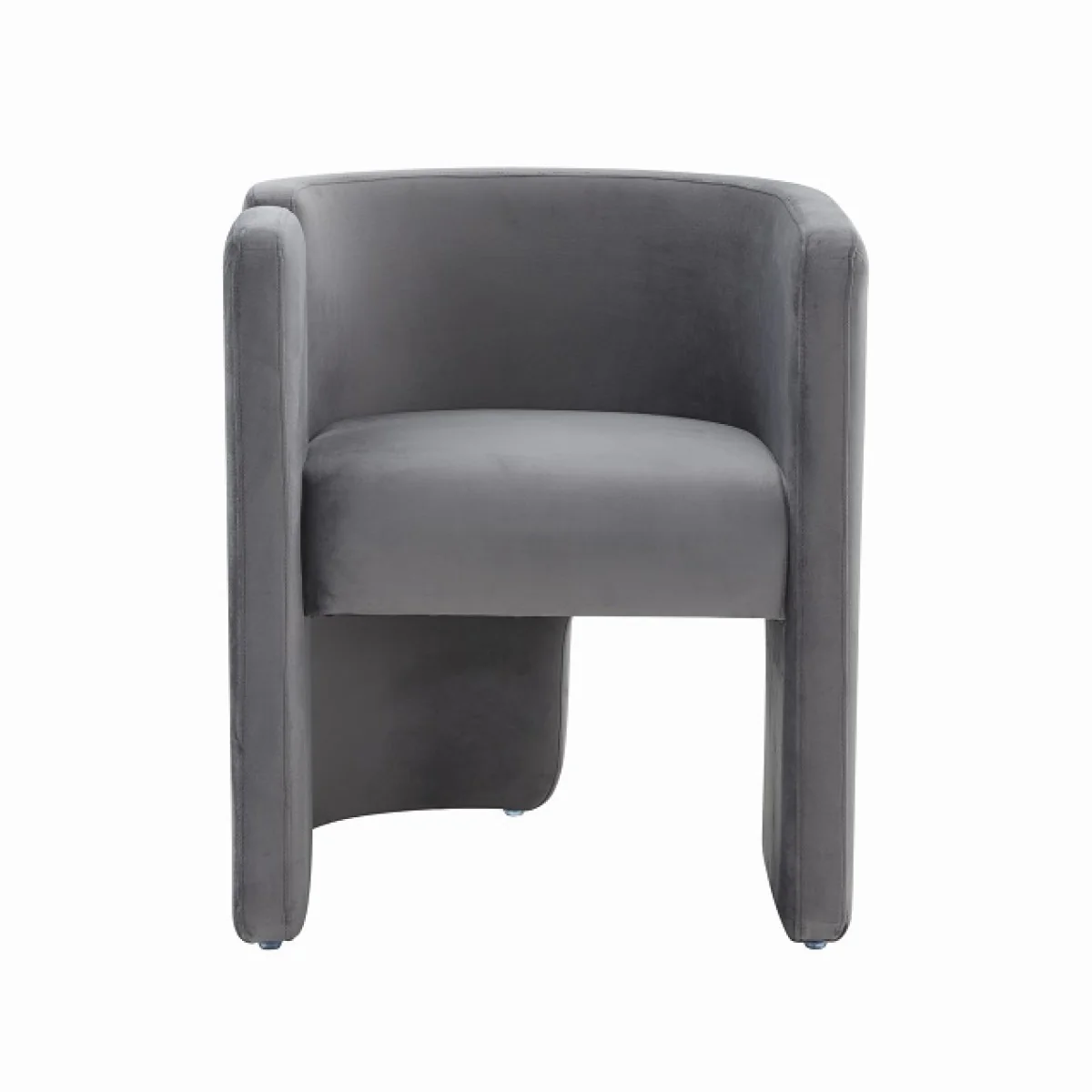 24" Grey Velvet Asymmetrical Base Arm Chair By Homeroots - Image 2