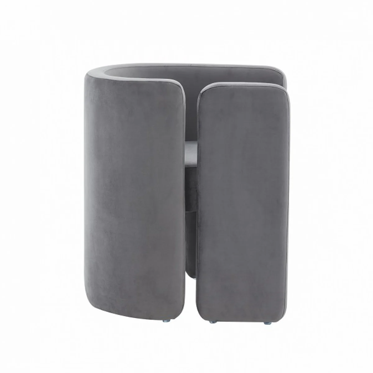 24" Grey Velvet Asymmetrical Base Arm Chair By Homeroots - Image 3
