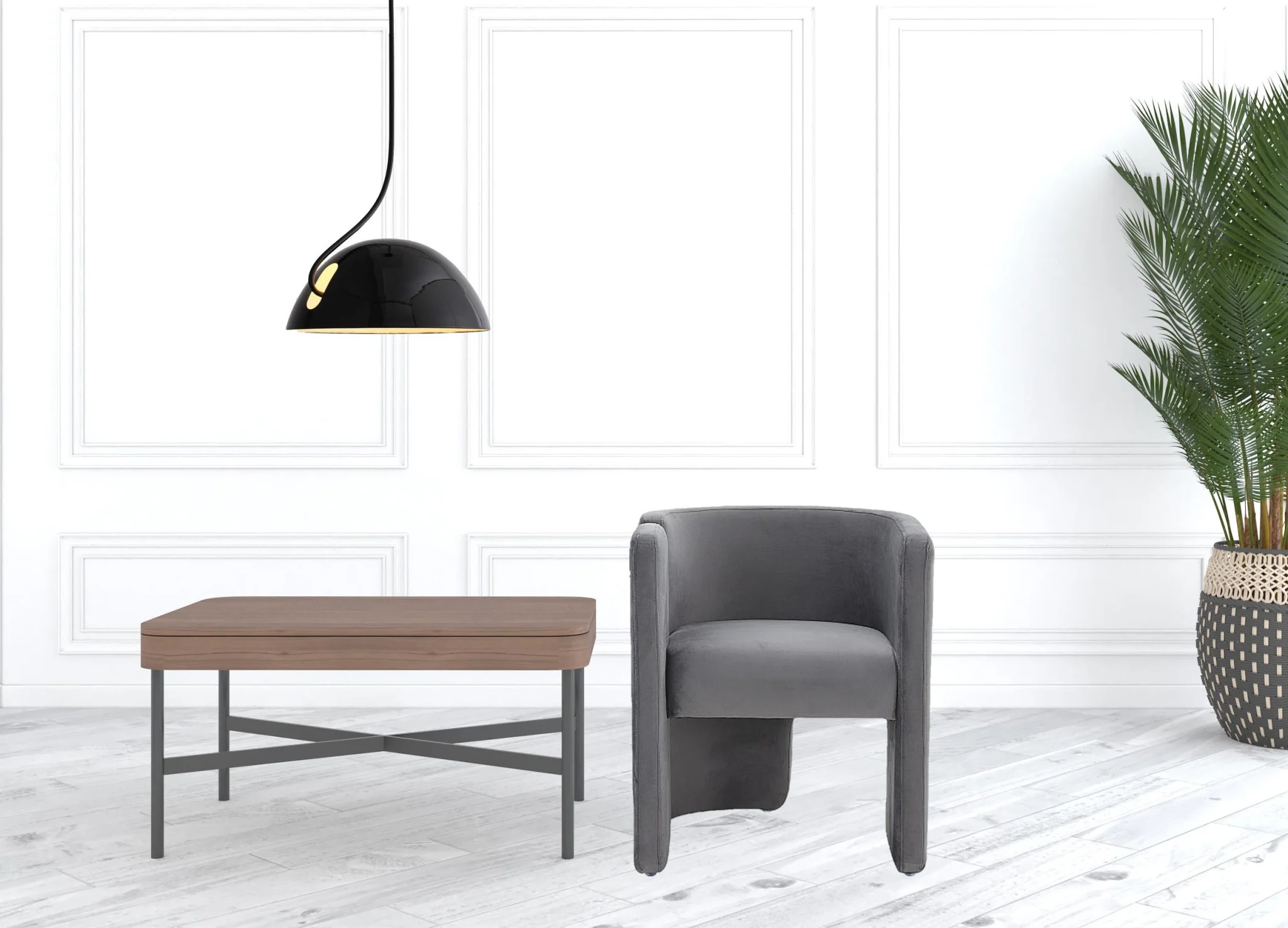 24" Grey Velvet Asymmetrical Base Arm Chair By Homeroots - Image 5