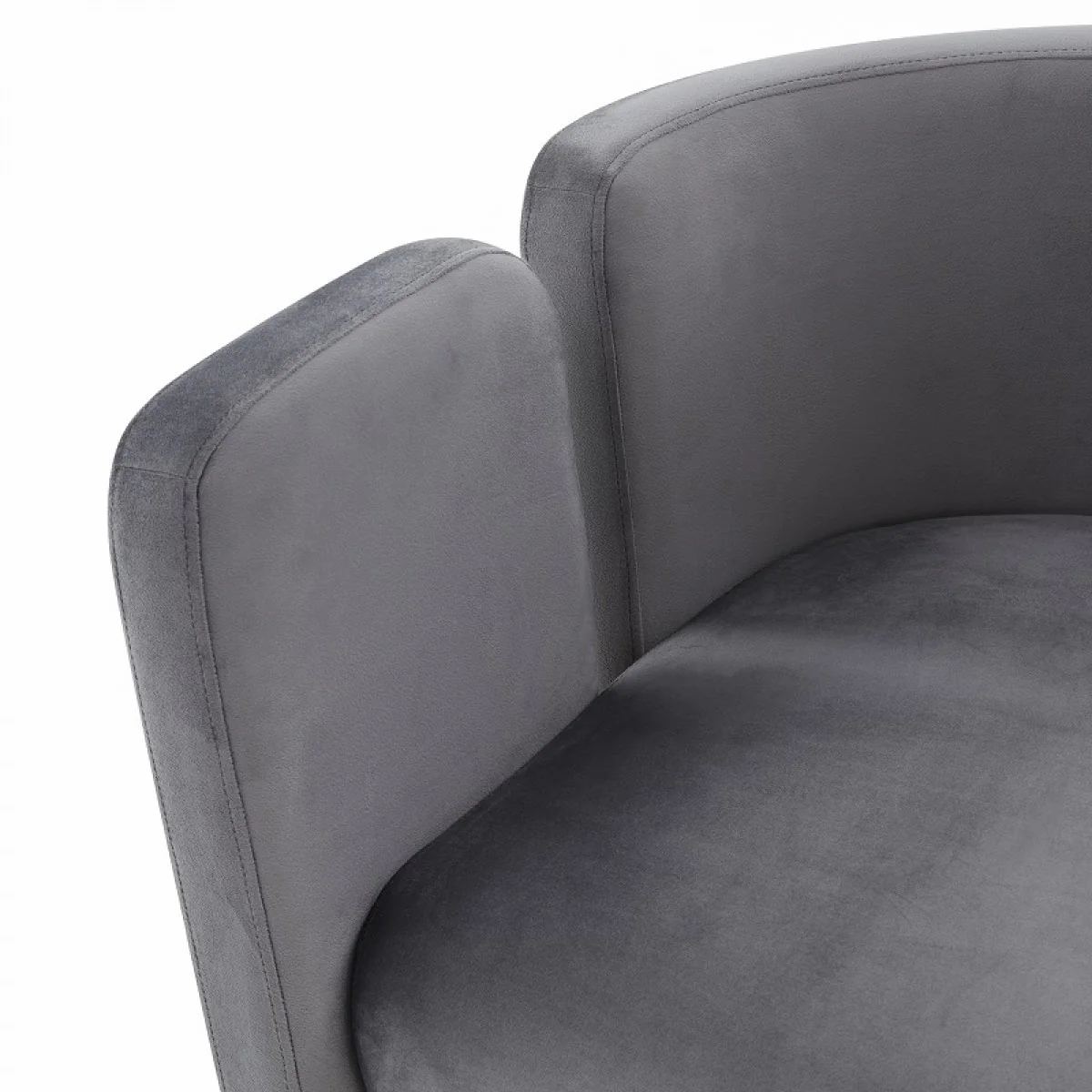 24" Grey Velvet Asymmetrical Base Arm Chair By Homeroots - Image 6
