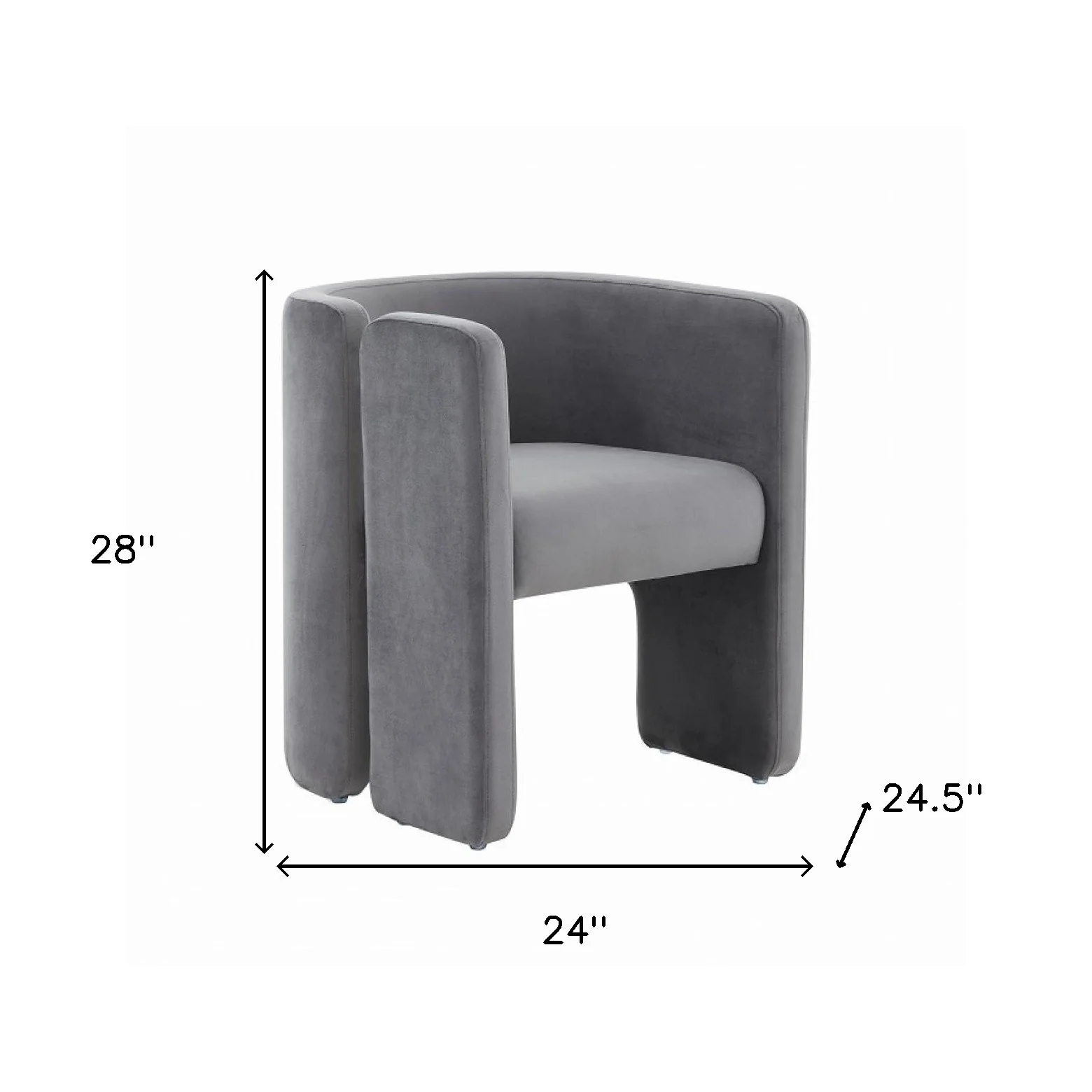 24" Grey Velvet Asymmetrical Base Arm Chair By Homeroots - Image 7