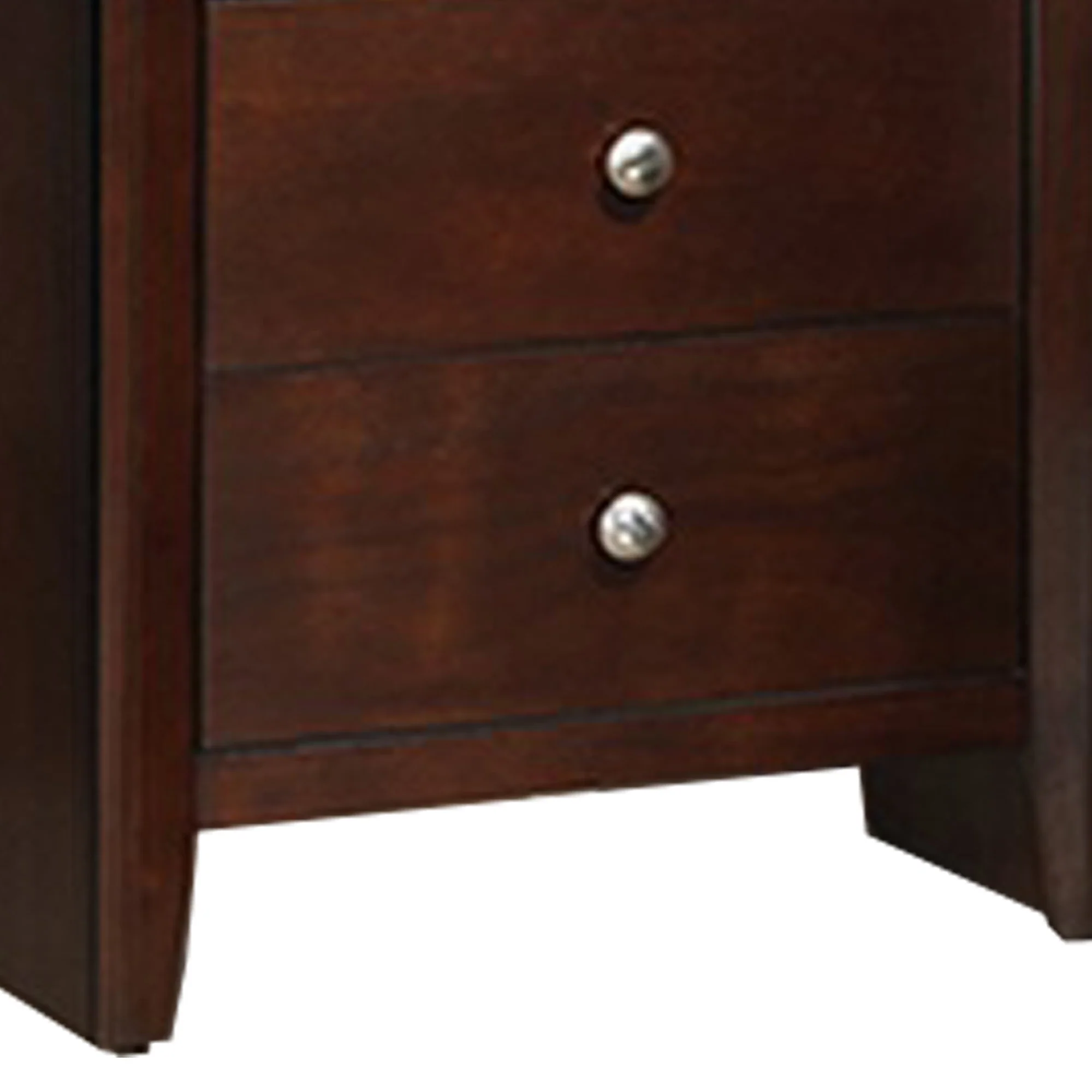 24 Inches 2 Drawer Wooden Nightstand With Metal Pulls Brown By Benzara - Image 2
