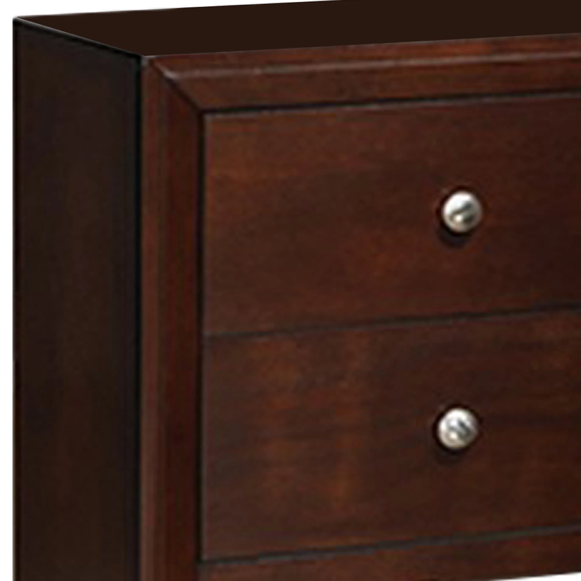 24 Inches 2 Drawer Wooden Nightstand With Metal Pulls Brown By Benzara - Image 4
