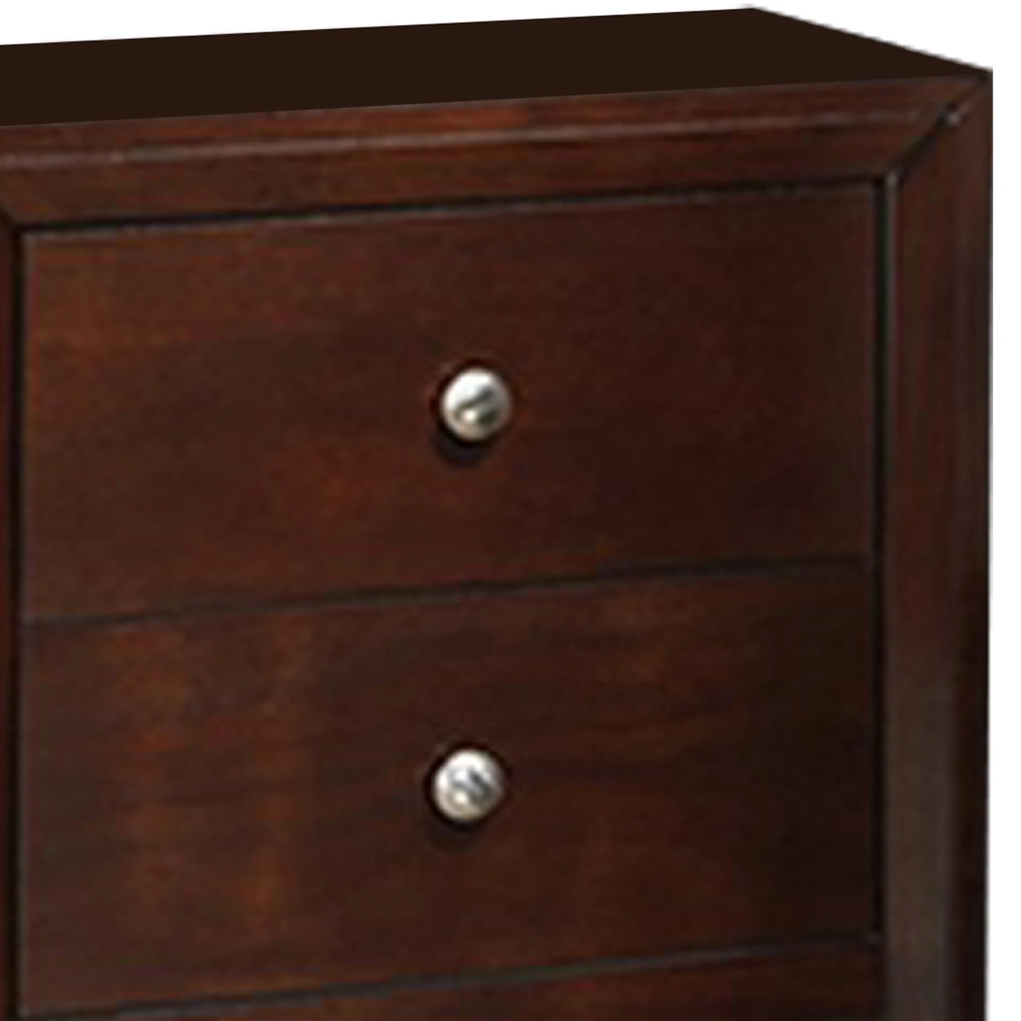 24 Inches 2 Drawer Wooden Nightstand With Metal Pulls Brown By Benzara - Image 5