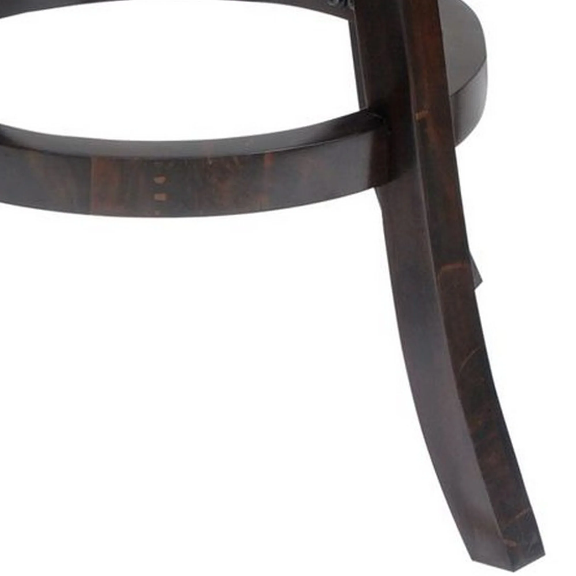 24 Inches Swivel Wooden Frame Counter Stool With Padded Back Dark Brown By Benzara - Image 2