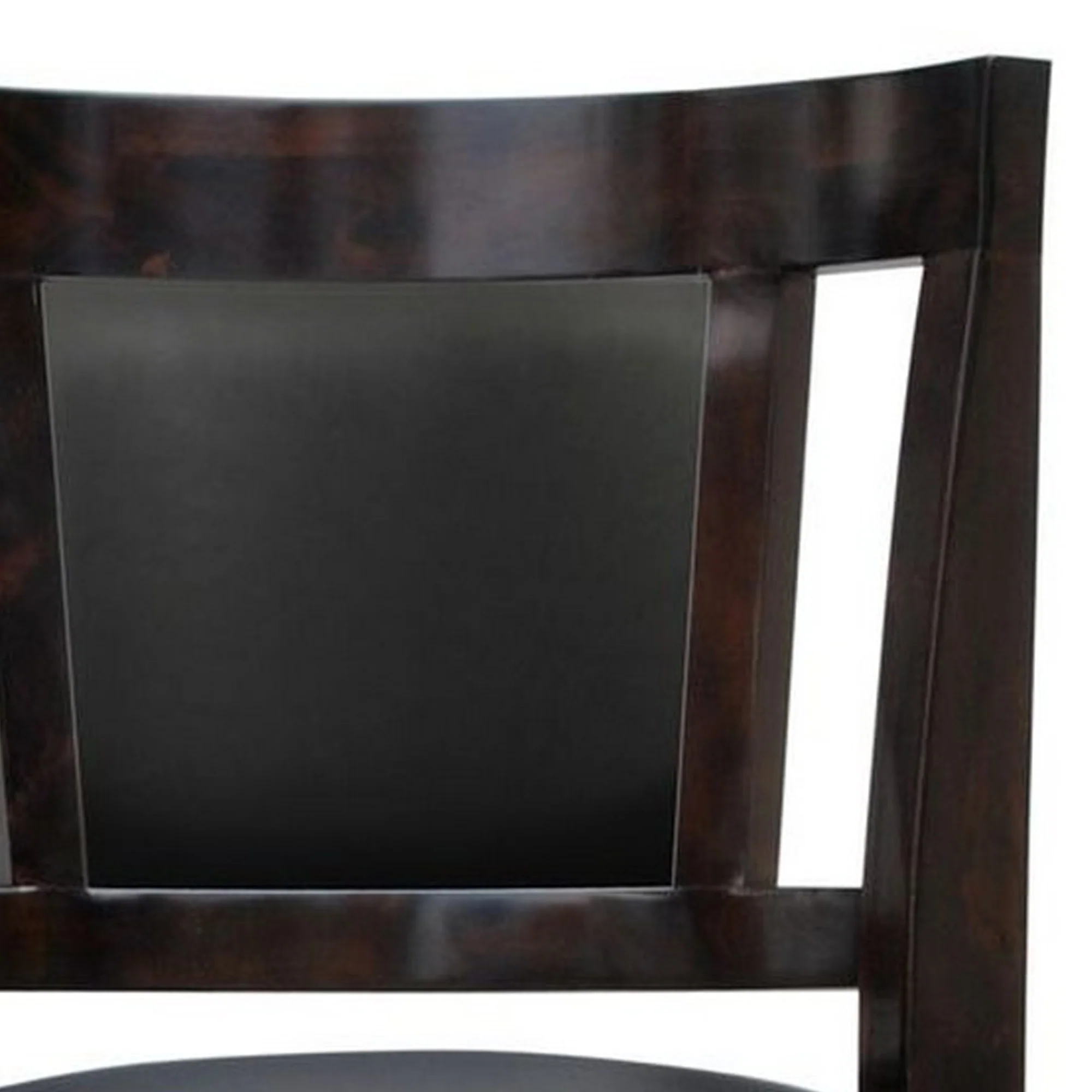 24 Inches Swivel Wooden Frame Counter Stool With Padded Back Dark Brown By Benzara - Image 4