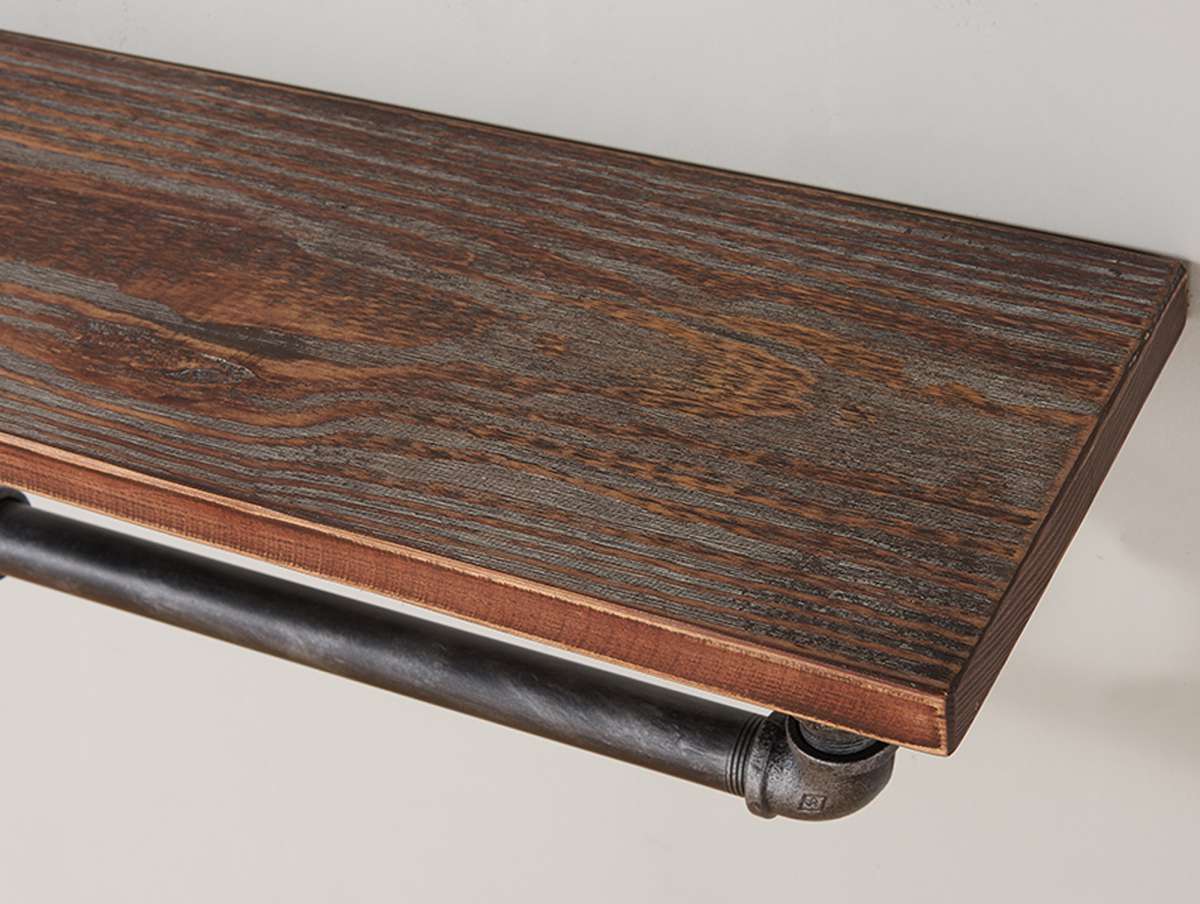 24" Jarrett Industrial Pine Wood Floating Wall Shelf in Gray and Walnut Finish By Armen Living - Image 2
