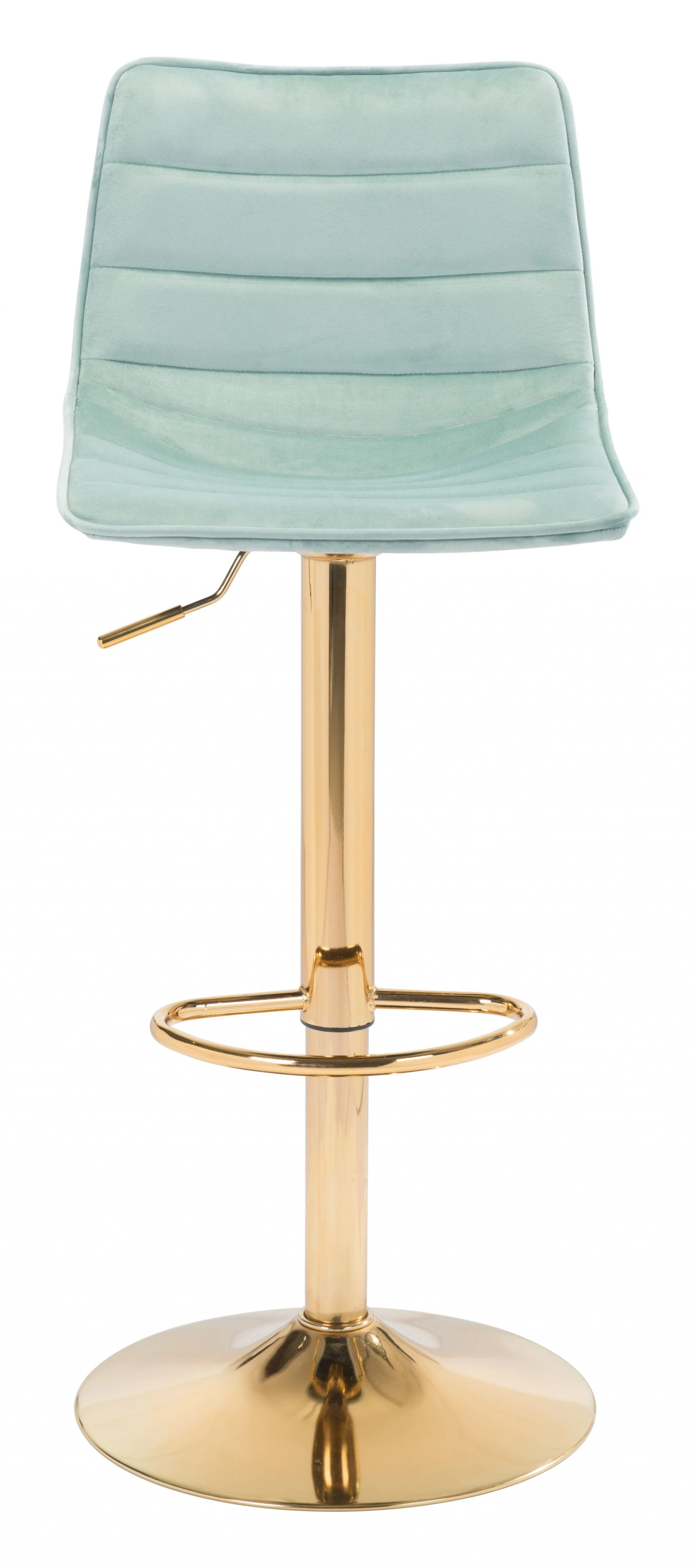24" Light Green and Gold Steel Swivel Low Back Counter Height Bar Chair with Footrest By Homeroots - Image 3