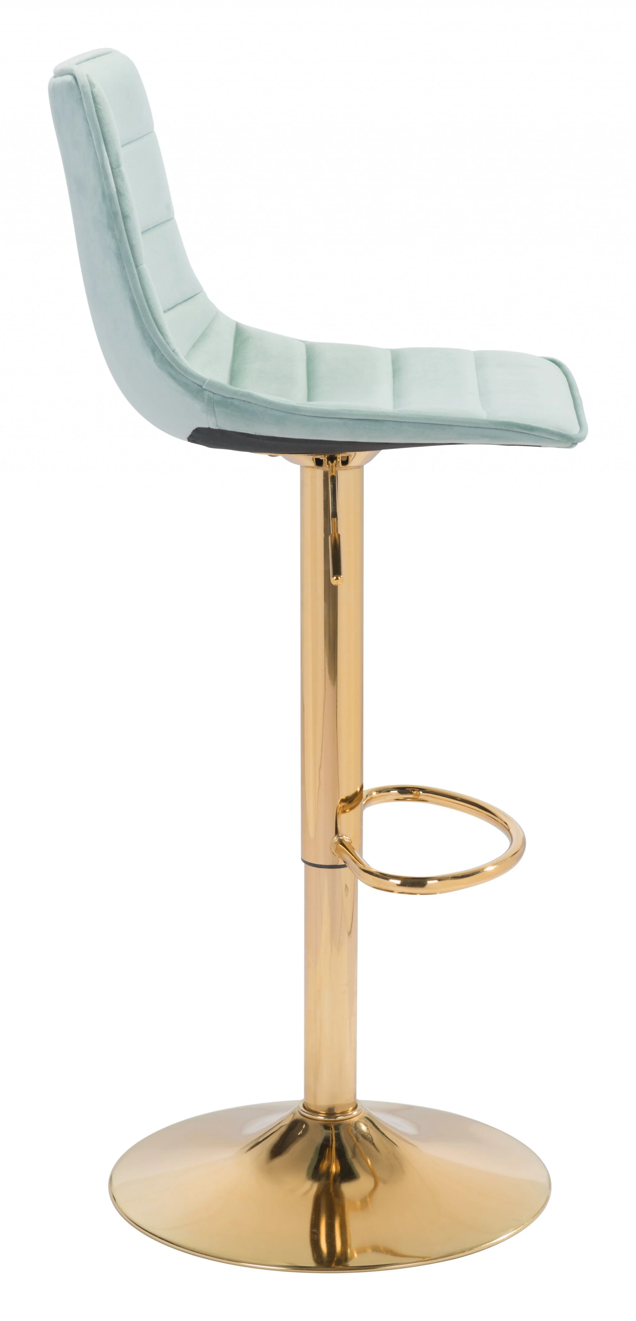 24" Light Green and Gold Steel Swivel Low Back Counter Height Bar Chair with Footrest By Homeroots - Image 5