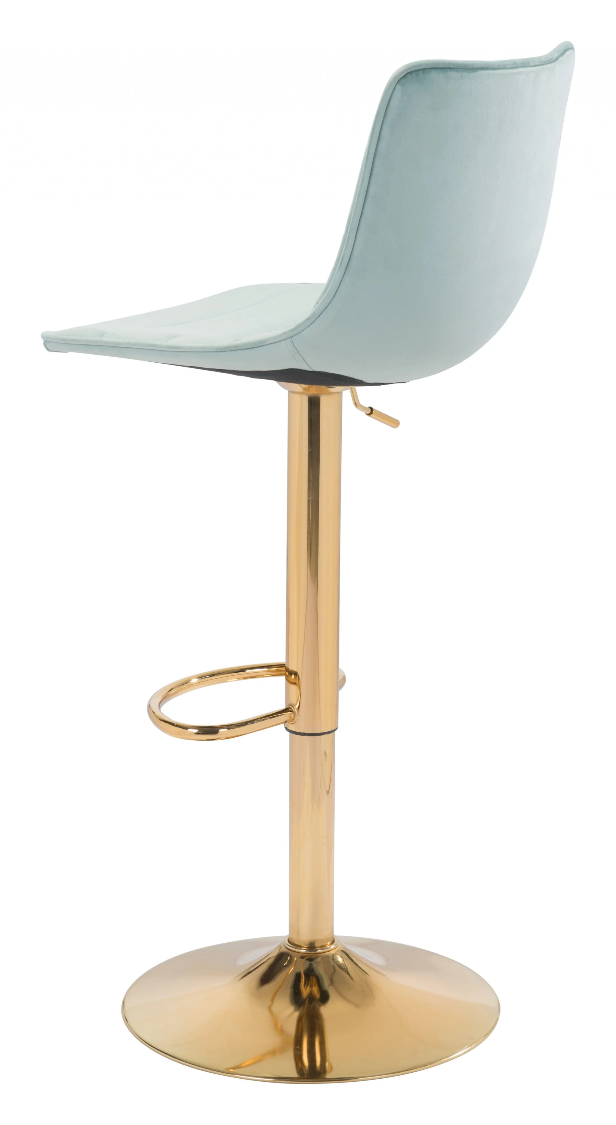 24" Light Green and Gold Steel Swivel Low Back Counter Height Bar Chair with Footrest By Homeroots - Image 7