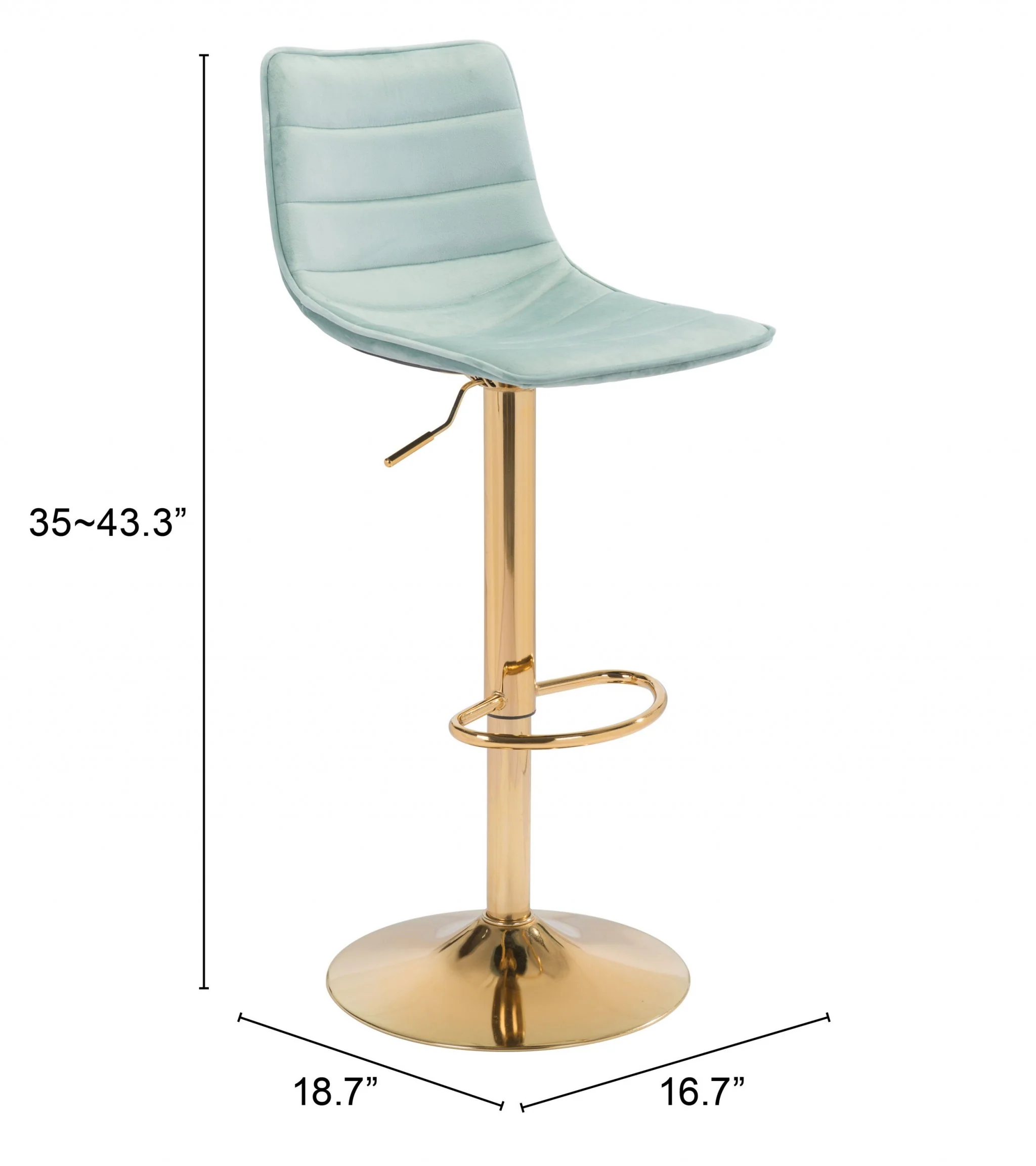 24" Light Green and Gold Steel Swivel Low Back Counter Height Bar Chair with Footrest By Homeroots - Image 9