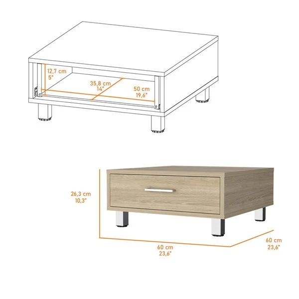 24" Light Off White Pine Manufactured Wood Rectangular Coffee Table By Homeroots - Image 3