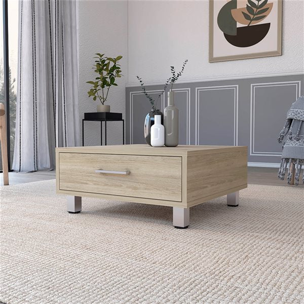 24" Light Off White Pine Manufactured Wood Rectangular Coffee Table By Homeroots - Image 4