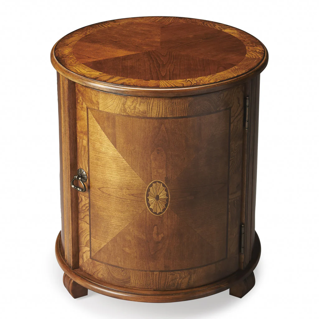 24" Medium Brown And Olive Ash Manufactured Wood Round End Table By Homeroots - Image 2