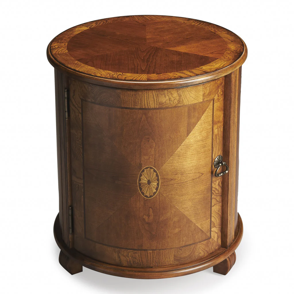 24" Medium Brown And Olive Ash Manufactured Wood Round End Table By Homeroots - Image 3