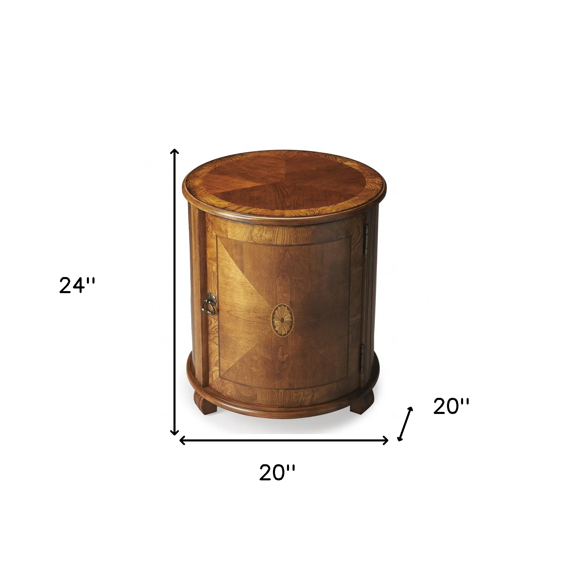 24" Medium Brown And Olive Ash Manufactured Wood Round End Table By Homeroots - Image 8