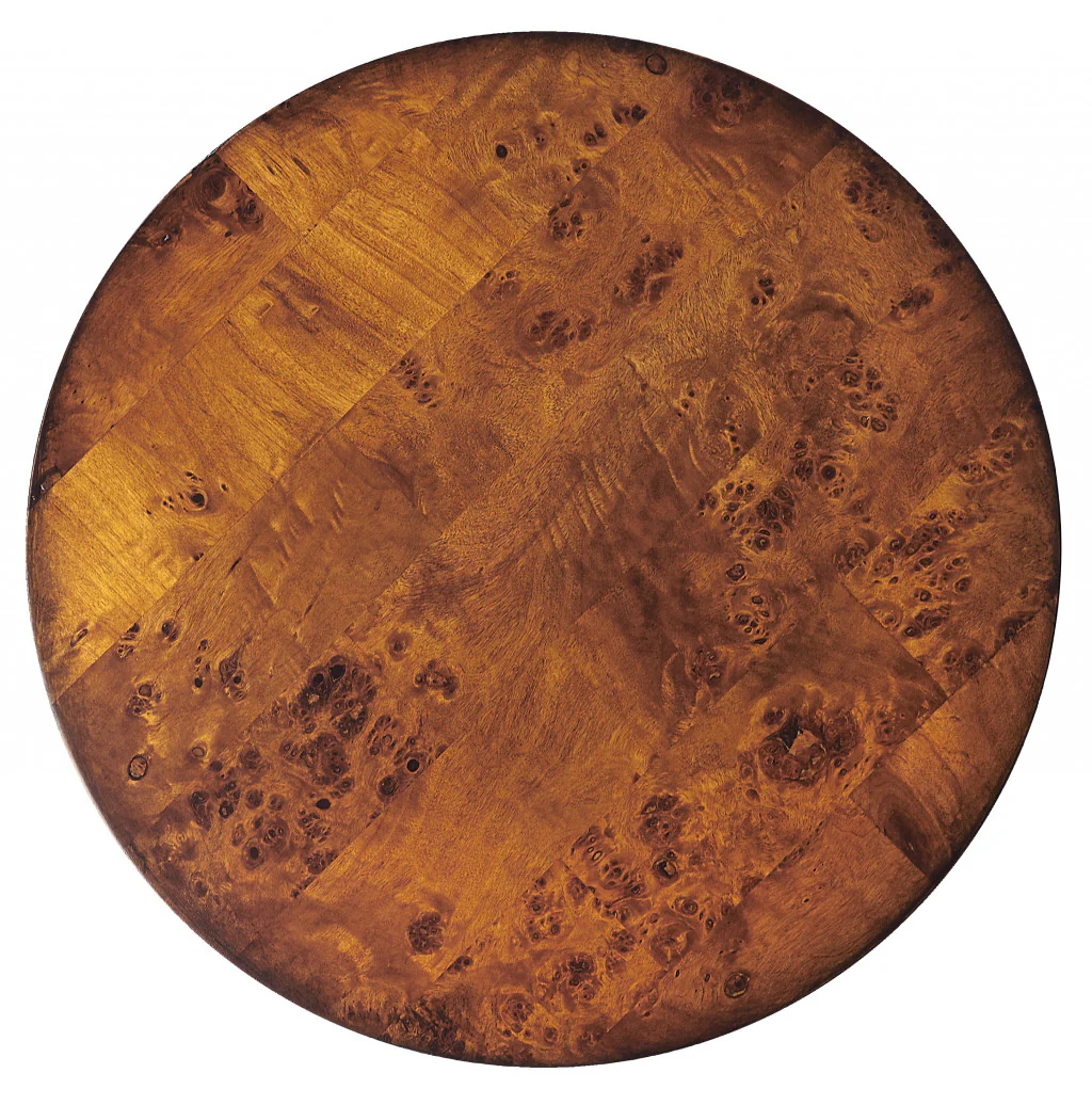 24" Medium Brown Burl Veneer Round End Table By Homeroots - Image 3
