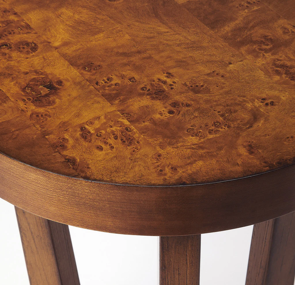 24" Medium Brown Burl Veneer Round End Table By Homeroots - Image 5