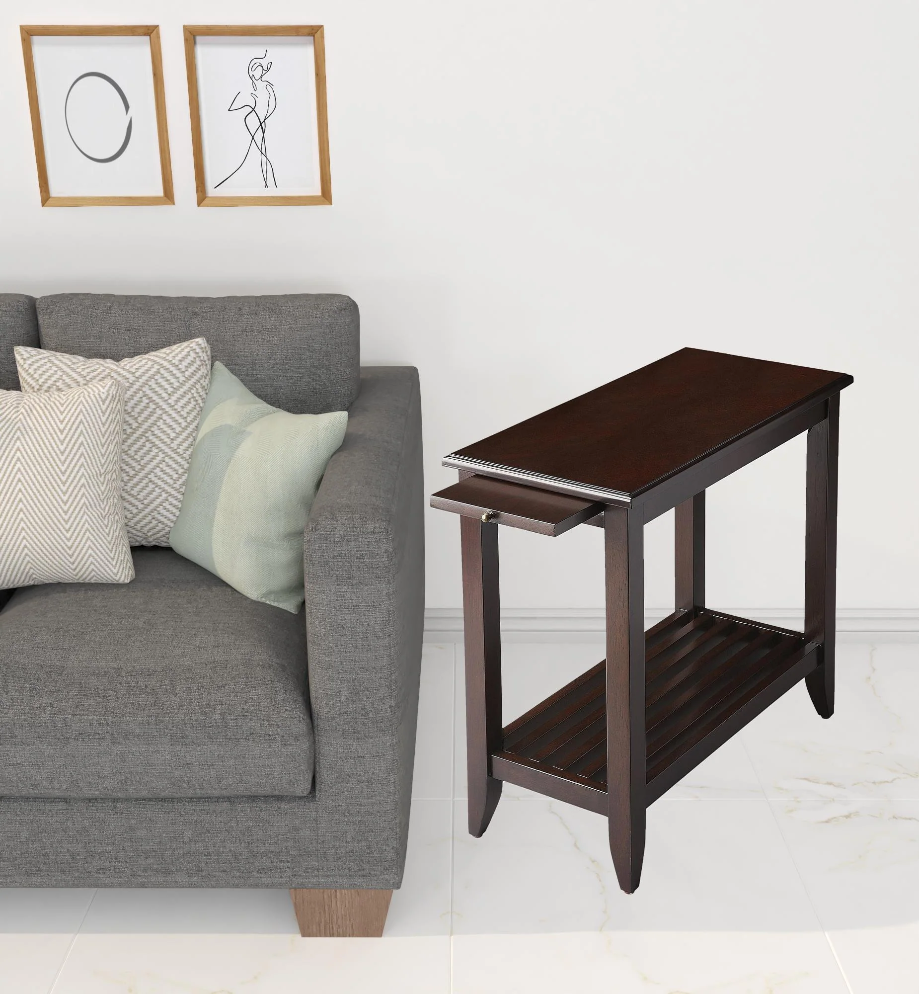 24" Merlot Manufactured Wood Rectangular End Table With Shelf By Homeroots - Image 2