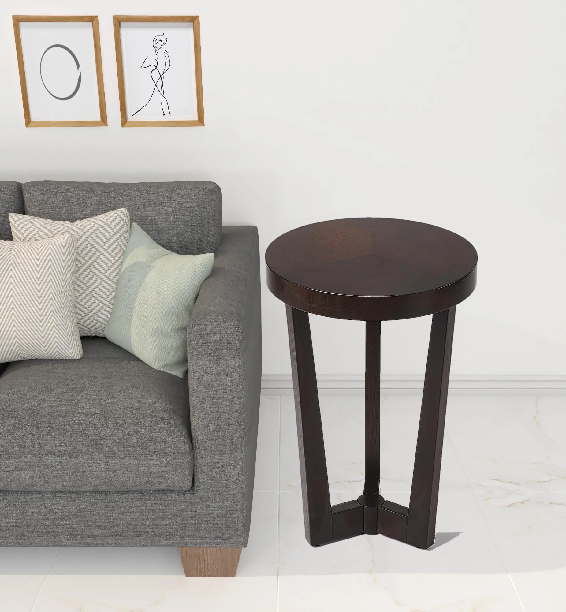 24" Merlot Three Leg Round End Table By Homeroots - Image 2