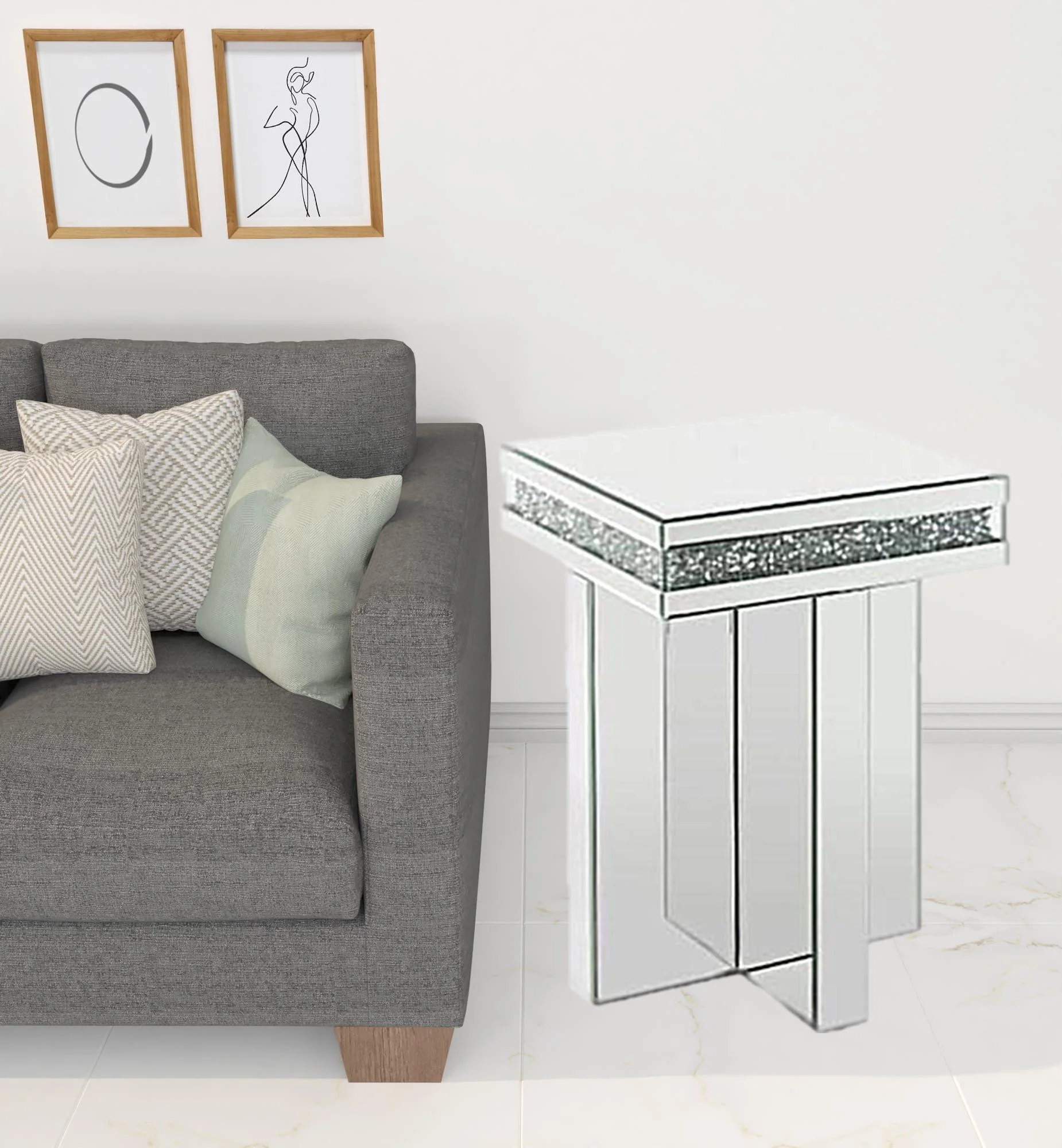 24" Mirrored And Manufactured Wood Square End Table By Homeroots - Image 2