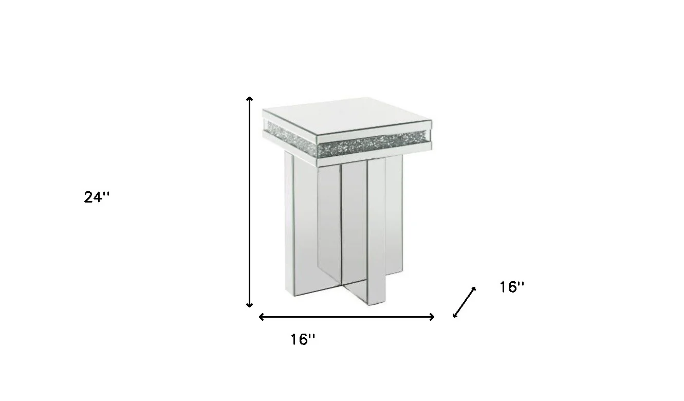 24" Mirrored And Manufactured Wood Square End Table By Homeroots - Image 5
